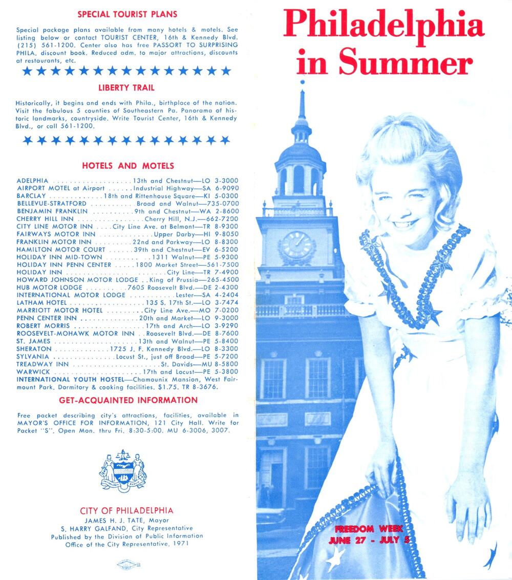1970s Philadelphia in Summer Freedom Week Fold Out Travel Brochure H5-4